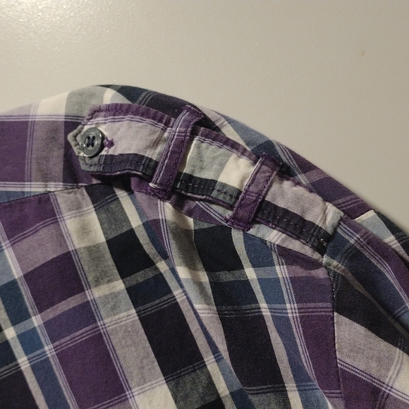 Xxl Marc Ecko Cut and Sew deadly threads Long sleeve button down purple black - Picture 4 of 9